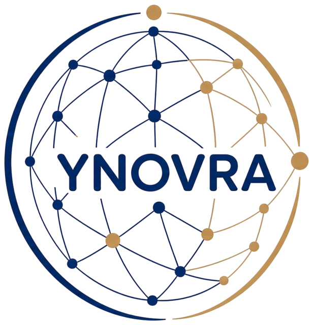 Logo YNOVRA : un globe formé d’un réseau de points reliés